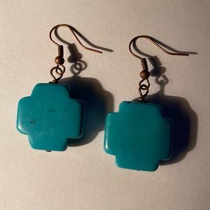 Southwestern Style Stone Cross Earrings